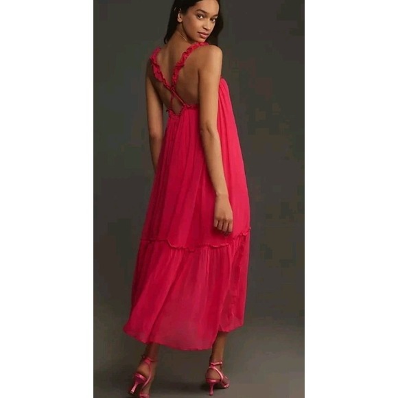 Anthropologie Dresses & Skirts - Anthropologie Dress XL Chiffon Maxi Boho Cottage Resort Beach Semi Formal